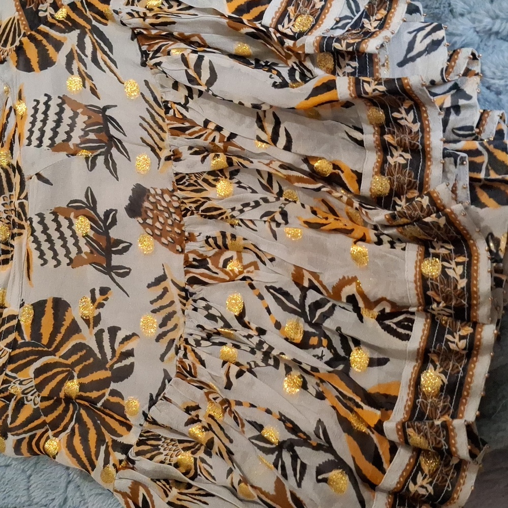 Farm RioFloral Tapestry Metallic Dot Miniskirt - Picture 6 of 10